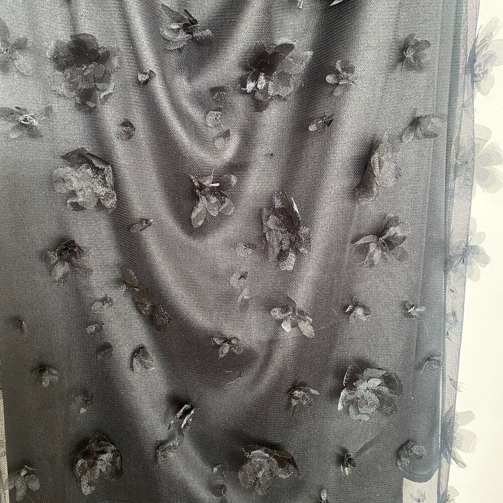 Maeve Sleeveless Mesh 3D Flower Slip Midi Dress Sz 12 Black Whimsigoth Fairy - Picture 7 of 8